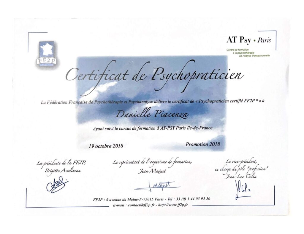 Certification FF2P Psychopraticienne